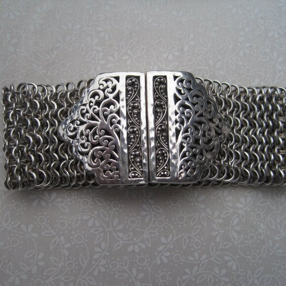 Lois Hill bracelet sterling chainmail bracelet with stainless steel snap closure - Picture 2 of 9